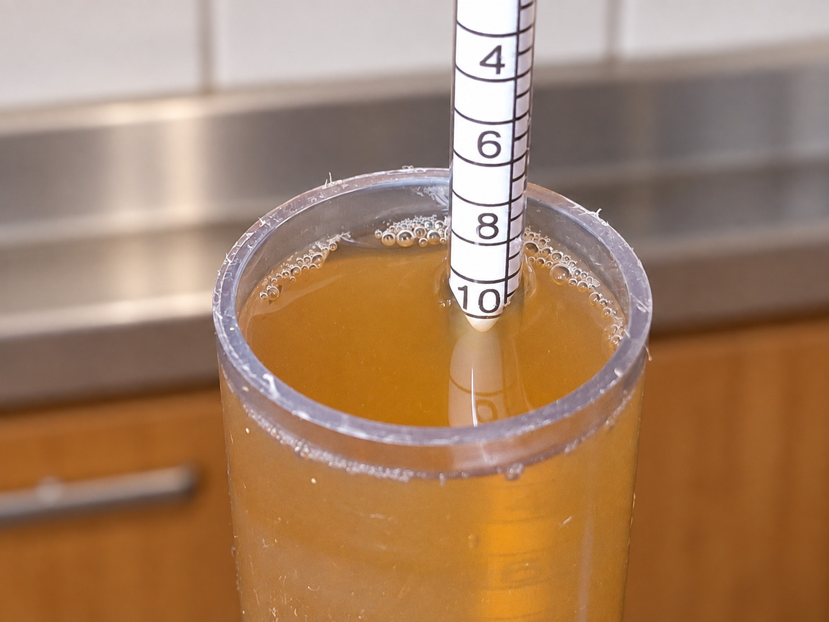 Bierspindel in einem Zylinder mit Würze